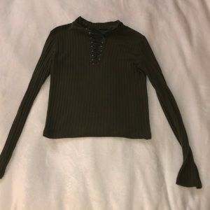 Dark Green Ribbed Long Sleeve